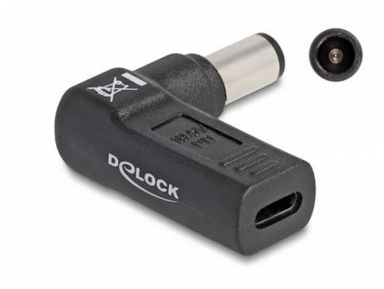 Delock Adaptér na kabel na nabíjení laptopu, ze zásuvky USB Type-C™ na zástrčku Dell 7,4 x 5,0 mm, úhlový 90 60008 DeLock