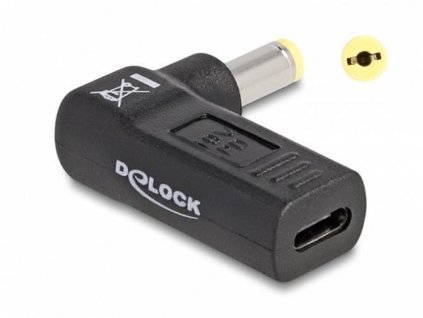 Delock Adaptér na kabel na nabíjení laptopu, ze zásuvky USB Type-C™ na zástrčku Acer 5,5 x 1,7 mm, úhlový 90° 60009 DeLock