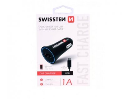 SWISSTEN CAR CHARGER WITH USB 1A POWER + CABLE MICRO USB 20110800 Swissten