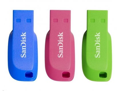SanDisk Flash disk 16GB Cruzer Blade (3-pack, 3x 16GB) USB 2.0, modrá, zelená, ružová SDCZ50C-016G-B46T