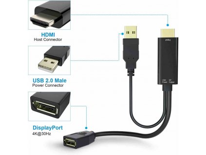 PREMIUMCORD adaptér HDMI to DisplayPort s napájením kportad09 PremiumCord