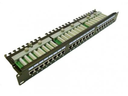 OEM patch panel 24port Cat5E, STP, blok UNI 110, vyväz. lišta, 1U čierny PATCHP24PHZF