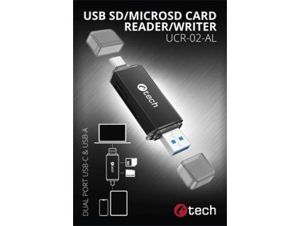 Čtečka karet C-tech UCR-02-AL, USB 3.0 TYPE A/ TYPE C, SD/micro SD C-Tech