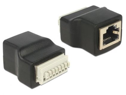 Delock adaptér RJ45 samice > Terminal Block 8 pin s tlačítkem 65527 DeLock