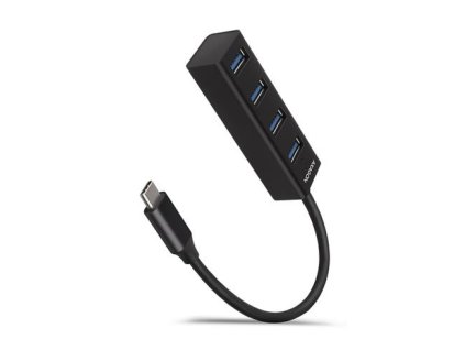 AXAGON HUE-M1C, 4x USB 3.2 Gen 1 MINI hub, kovový, kabel USB-C 20cm Axagon