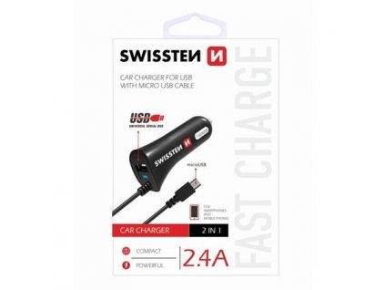 SWISSTEN CAR CHARGER MICRO USB AND USB 2,4A POWER 20111000 Swissten