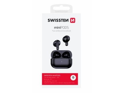 SWISSTEN BLUETOOTH TWS SLUCHÁTKA MINIPODS ČERNÝ 54200100 Swissten