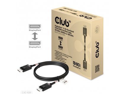 Club3D Kabel DisplayPort 2.1 na DisplayPort 2.1 4K120Hz/8K60Hz HDR (M/M), 1.2m, černá CAC-1091 Club 3D
