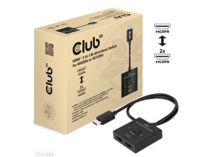 Club3D Switch, HDMI na 2xHDMI Oboustranný 2v1, 8K60Hz, 4K120Hz CSV-1384 Club 3D