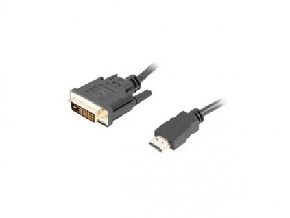 LANBERG připojovací kabel HDMI/A na DVI-D (24+1), M/M, 4K@30Hz, délka 3m, černý, dual link, zlacené konektory CA-HDDV-20CU-0030-BK Lanberg