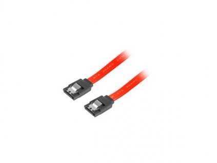 LANBERG SATA III datový kabel (6GB/S) F / F 30cm, kovová západka, červený CA-SASA-14CU-0030-R Lanberg