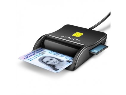 AXAGON CRE-SM3SD, USB-A FlatReader čítačka kariet ID card (eID klient) + SD/microSD/SIM, 1,3 m kábel Axagon
