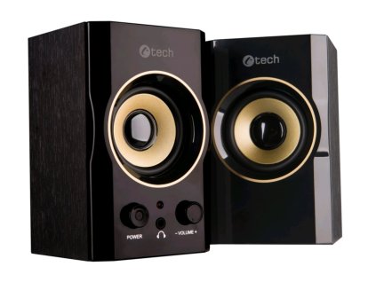 C-TECH repro SPK-11, 2.0, dřevěné, černo-zlaté, USB C-Tech