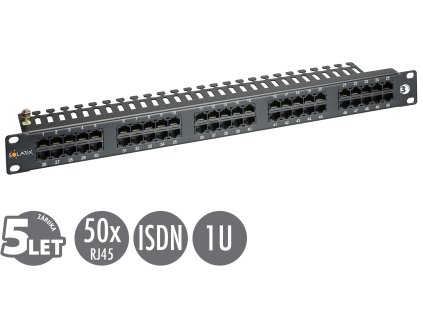 19'' ISDN panel Solarix 50 x RJ45 černý 1U 24024750