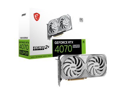 MSI VGA NVIDIA GeForce RTX 4070 SUPER 12G VENTUS 2X WHITE OC, RTX 4070 SUPER, 12GB GDDR6X, 3xDP, 1xHDMI