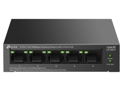 TP-Link LiteWave switch LS105LP (5x100Mb/s, 4xPoE, 41W, fanless) TP-link