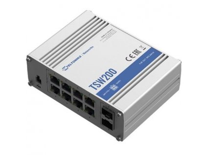 Teltonika PoE+ Unmanaged Switch 8, 10/100/1000, 2x SFP ports - TSW200