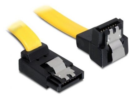 Delock kabel HDD SATA 20 cm pravoúhlý nahoru/dolů, žlutý 82819