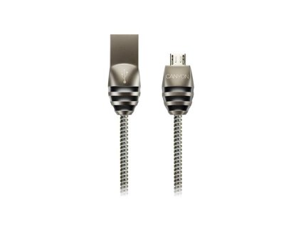 Canyon UM-5, 1m kábel micro-USB / USB 2.0, 5V/2A, priemer 3,5mm, metalicky opletený, tmavo-šedý CNS-USBM5DG