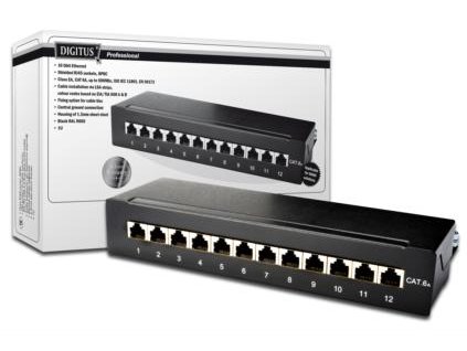 DIGITUS Desktop CAT 6A Patch Panel, stíněný třídy EA, 12 portů RJ45, 8P8C, LSA DN-91612SD-EA Digitus