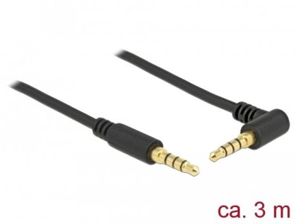 Delock Kabel Stereo Jack 3,5 mm 4 pin samec > samec pravoúhlý 3 m černý 85616 DeLock