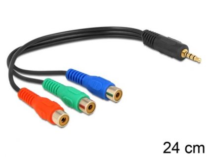 Delock kabel 3 x RCA (cinch) samice > Stereo konektor 3.5 mm 4 pin 62499 DeLock