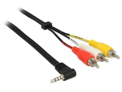 Delock Cable Stereo jack 3.5 mm 4 pin male angled > 3 x RCA male 1.5 m 84724 DeLock