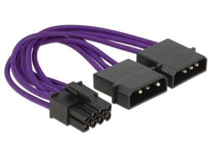 Delock napájecí kabel PCI Express 8 pin samec > 2 x 4 pin samec textilní stínění fialové 83705 OEM