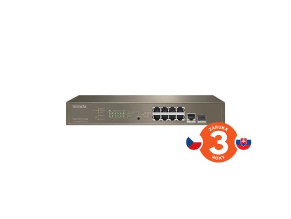 Tenda TEG5310P-8-150W Gigabit L3 PoE Switch 130W, 8x 1Gb/s PoE, 2x RJ45/SFP, STP, IGMP, VLAN, Rack