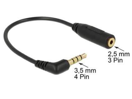 Delock Audio kabel Stereo jack 3.5 mm 3 pin samec > Stereo jack 2.5 mm 3 pin samice pravoúhlá 65675 DeLock