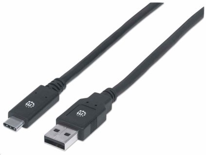 Kábel USB Manhattan, USB 3.2 Gen 1, USB-A samec na USB-C samec, 5 Gb/s, 2 m, čierna 354974