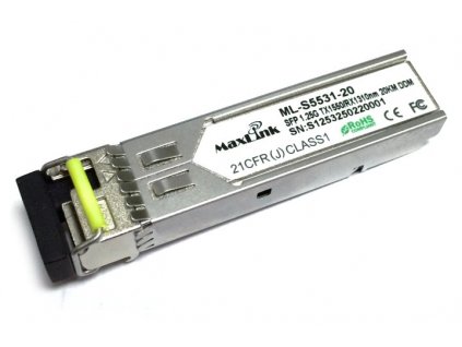 MaxLink 1.25G SFP optický modul, WDM, SM, Tx 1550/Rx1310nm, 20km, 1x LC konektor, DDM, Cisco compatible ML-S5531-20 MikroTik