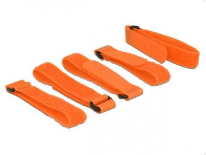 Delock Hook-and-loop fasteners L 300 mm x W 20 mm 5 pieces with loop orange 18707 DeLock