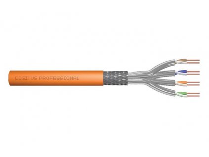Digitus Instalační kabel CAT 7 S-FTP, 1200 MHz Dca (EN 50575), AWG 23/1, klubko 100 m, simplex, barva oranžová DK-1743-VH-1