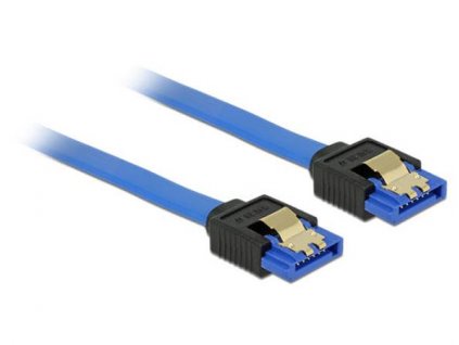 Delock Cable SATA 6 Gb/s receptacle straight > SATA receptacle straight 20 cm blue with gold clips 84977 DeLock