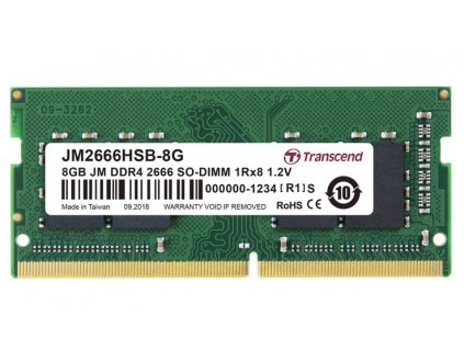 Transcend paměť 8GB (JetRam) SODIMM DDR4 2666 1Rx8 CL19 JM2666HSB-8G