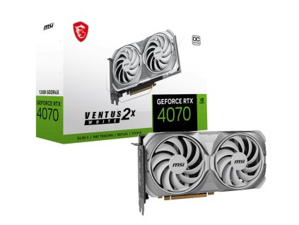 MSI VGA NVIDIA GeForce RTX 4070 VENTUS 2X WHITE 12G OC, RTX 4070, 12GB GDDR6X, 3xDP, 1xHDMI