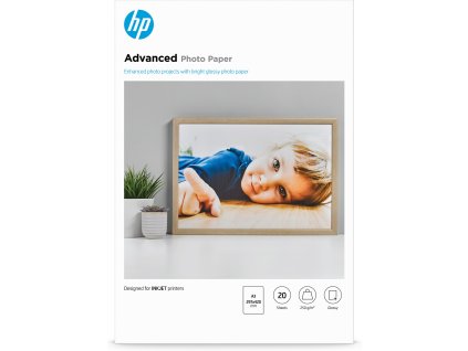 HP Advanced Glossy Photo Paper-20 sht/A3/297 x 420 mm, 10.5 mil, 250 g/m2, Q8697A