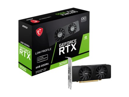 MSI VGA NVIDIA GeForce RTX 3050 LP 6G OC, RTX 3050, 6GB GDDR6, 1xDP, 2xHDMI