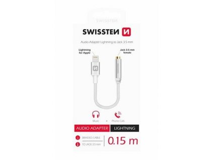 SWISSTEN AUDIO ADAPTÉR TEXTILE LIGHTNING /JACK(samice) 0,15AUDIO ADAPTÉR TEXTILE LIGHTNING /JACK(samice) 0,15 M STŘÍBRNÝ 73501212 Swissten