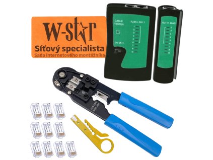 W-Star Sada nářadí WS140 UTP tester, krimpovací kleště, stripovač, 10x konektor RJ45