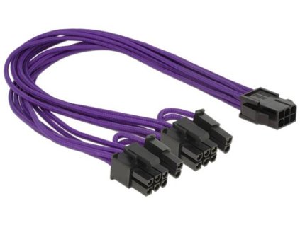 Delock napájecí kabel PCI Express 6 pin samice > 2 x 8 pin samec textilní stínění fialové 83704 OEM