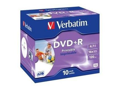 VERBATIM DVD+R (10-pack)Printable/16x/4.7GB/Jewel 43508 Verbatim