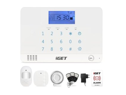 iGET SECURITY M3B - Víceúčelový bezdrátový GSM alarm, detektor na dveře a okna, detektor pohybu, siréna 110 dB 75020106