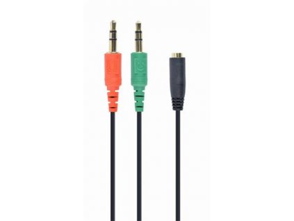 CABLEXPERT Sluchátkový adaptér 3,5 mm 4-pin na 2 x 3,5 mm 3-pin jack, černý^ˇ KAB054D94 Gembird