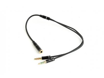 Kabel CABLEXPERT rozdvojka jack 3,5mm (4 pólový) na 2x3,5mm F/M, 20cm, černý KAB054D95 Gembird