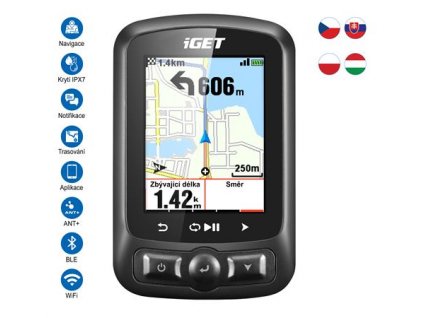 iGET CYCLO C250 - Cyklocomputer 2,2" barevný displej, baterie až 22 hodin, bezdrátový, GPS/GLONASS/BeiDou 84004000