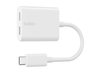 Belkin USB-C adaptér/rozdvojka - USB-C napájení + USB-C audio / nabíjecí adaptér, bílá F7U081btWH