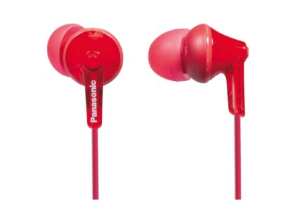 Panasonic RP-HJE125E-R, drátové sluchátka, do uší, 3 velikosti nástavců do uší, 3,5mm jack, kabel 1,1m, červená