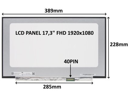 LCD PANEL 17,3'' FHD 1920x1080 40PIN MATNÝ IPS 144HZ / BEZ ÚCHYTŮ 77030549 SIL